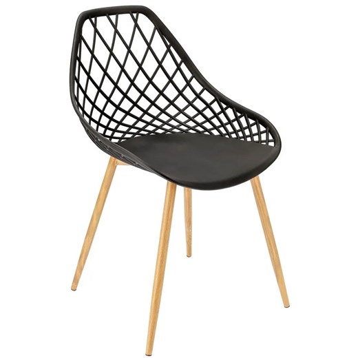 Czarne krzesło ażurowe do minimalistycznej kuchni - Kifo 3X Elior One Size okazyjna cena Edinos.pl