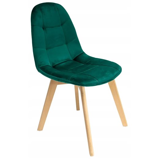 Zielone pikowane krzesło welurowe do stołu - Oder Elior One Size wyprzedaż Edinos.pl