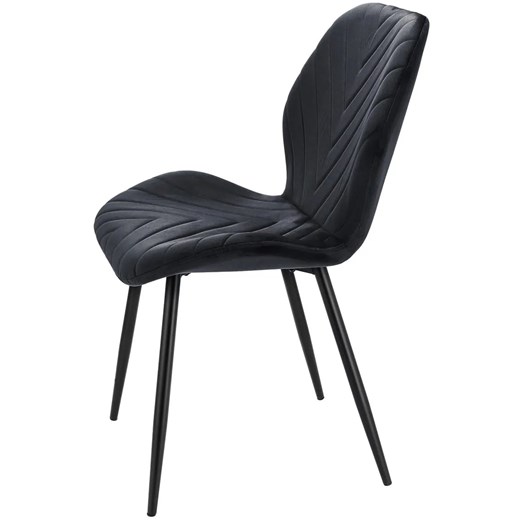 Czarne krzesło tapicerowane metalowe z przeszyciami - Upio Elior One Size Edinos.pl