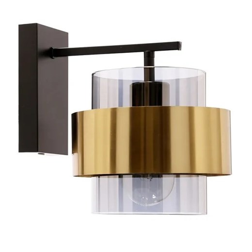 Czarny elegancki kinkiet z mosiężnym okręgiem wokół klosza - V099-Benoti Lumes One Size Edinos.pl