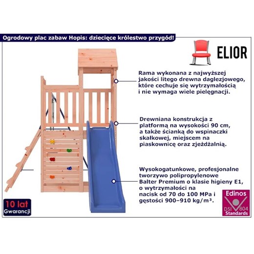 Plac zabaw do ogrodu ze zjeżdżalnią i huśtawkami - Hopis Elior One Size Edinos.pl