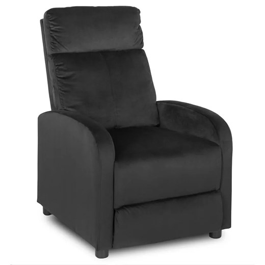 Czarny welurowy fotel z podnóżkiem - Alho 4X ze sklepu Edinos.pl w kategorii Fotele - zdjęcie 172225456