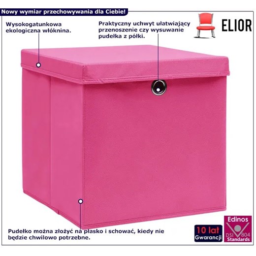 Komplet różowych pudełek z pokrywami 4 szt - Dazo 4X Elior One Size Edinos.pl