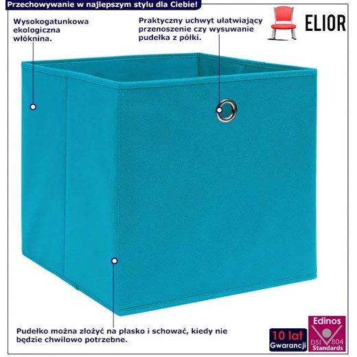 Zestaw 4 składanych pudełek błękitny - Fiwa 4X Elior One Size promocja Edinos.pl