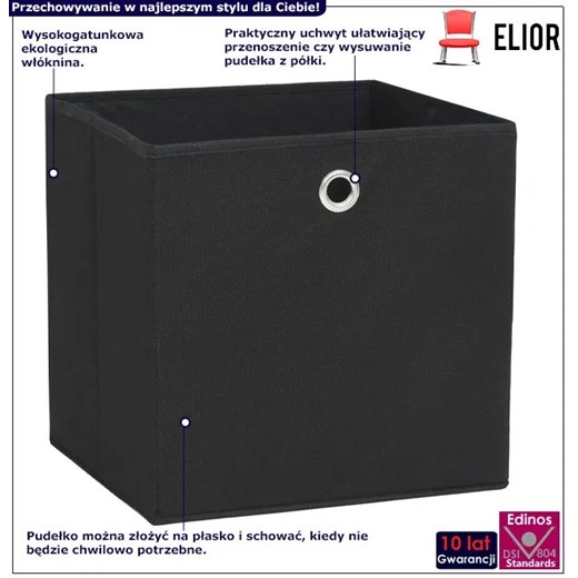 Czarny komplet 4 sztuk składanych pudełek - Fiwa 3X Elior One Size Edinos.pl