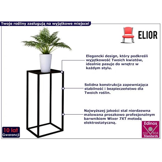 Loftowy czarny stojak na kwiaty - Shiner 5X Elior One Size Edinos.pl