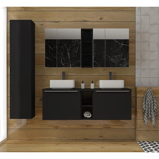 Długi czarny blat do szafek łazienkowych 180 cm - Larosa 8X Elior One Size Edinos.pl