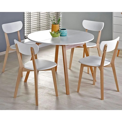 Okrągły rozkładany stół z 4 krzesłami - Merolo One Size Edinos.pl