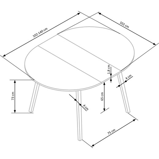 Okrągły rozkładany stół z 4 krzesłami - Merolo One Size Edinos.pl