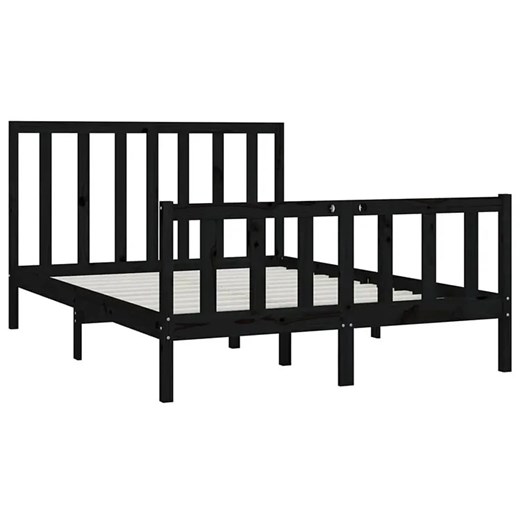Drewniane podwójne czarne łóżko 160x200 cm - Ingmar 6X Elior One Size Edinos.pl