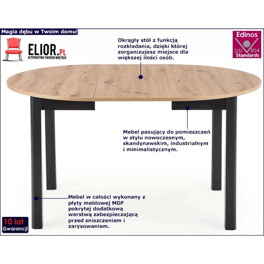 Okrągły rozkładany stół z krzesłami - Ewiltons One Size Edinos.pl