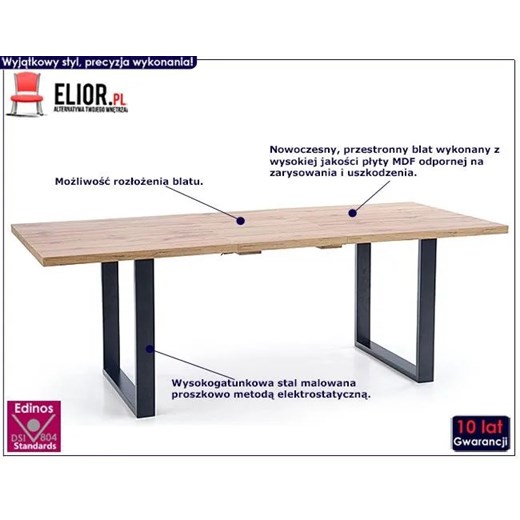 Prostokątny rozkładany stół z krzesłami w stylu loft - Lucys One Size Edinos.pl
