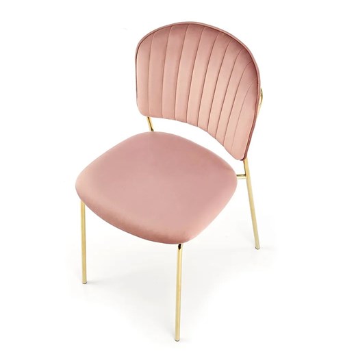 Różowe welurowe tapicerowane krzesło w stylu glamour - Edsel Elior One Size Edinos.pl