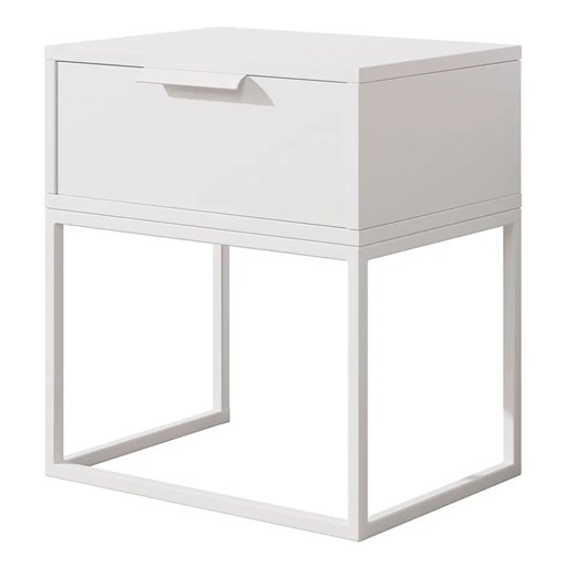 Biała minimalistyczna szafka nocna z szufladą - Arca Elior One Size Edinos.pl