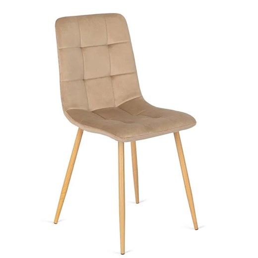 Beżowe nowoczesne krzesło welurowe - Klen ze sklepu Edinos.pl w kategorii Krzesła - zdjęcie 172227198