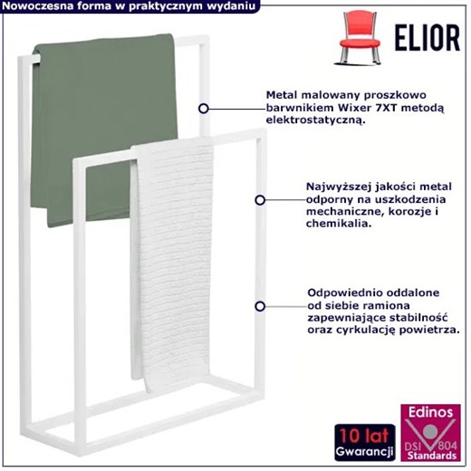 Biały dwuramienny stojak na ręczniki - Wolar 3X Elior One Size promocja Edinos.pl