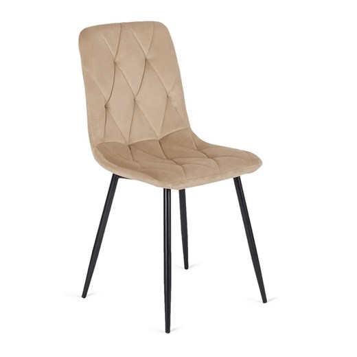 Beżowe tapicerowane krzesło pikowane - Voro ze sklepu Edinos.pl w kategorii Krzesła - zdjęcie 172227257