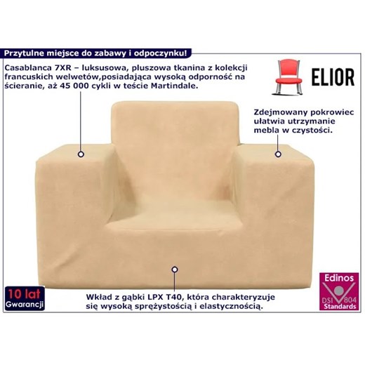 Kremowy fotel dla dziecka ze zdejmowanym pokrowcem - Hring 4X Elior One Size Edinos.pl