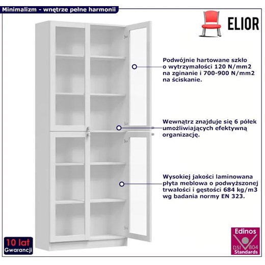 Biała szeroka szklana witryna - Clarity 10X Elior One Size Edinos.pl