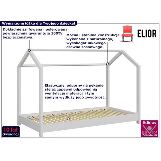 Białe sosnowe łóżko dziecięce 90x200 - Olaf Elior One Size Edinos.pl