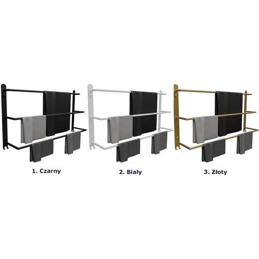 Czarny metalowy wieszak łazienkowy - Sigvart 4X Elior One Size Edinos.pl
