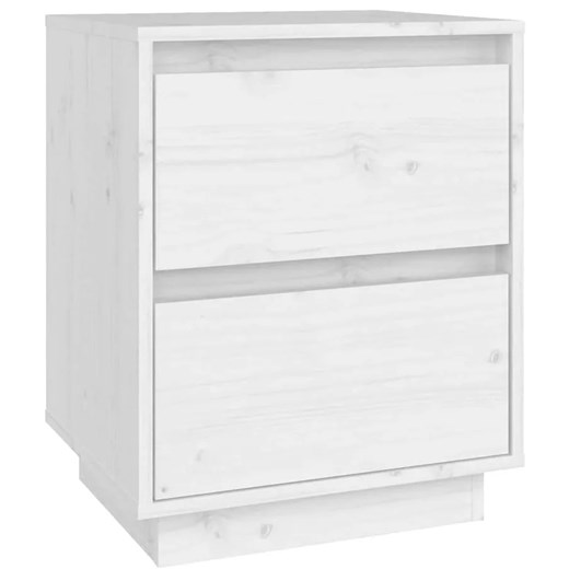 Biała drewniana szafka nocna z 2 szufladami - Vobi Elior One Size Edinos.pl