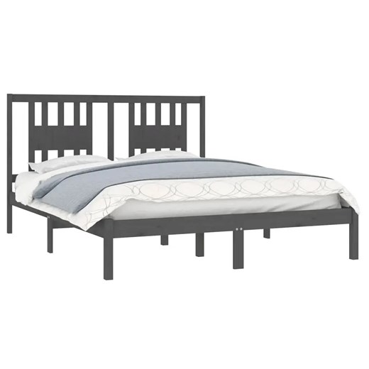 Dwuosobowe szare łóżko drewniane 160x200 - Basel 6X ze sklepu Edinos.pl w kategorii Łóżka i materace - zdjęcie 172227985