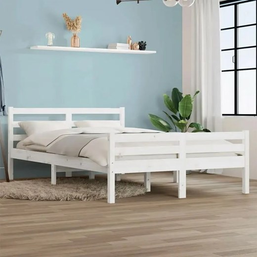 Białe drewniane dwuosobowe łóżko 160x200 - Aviles 6X Elior One Size okazja Edinos.pl