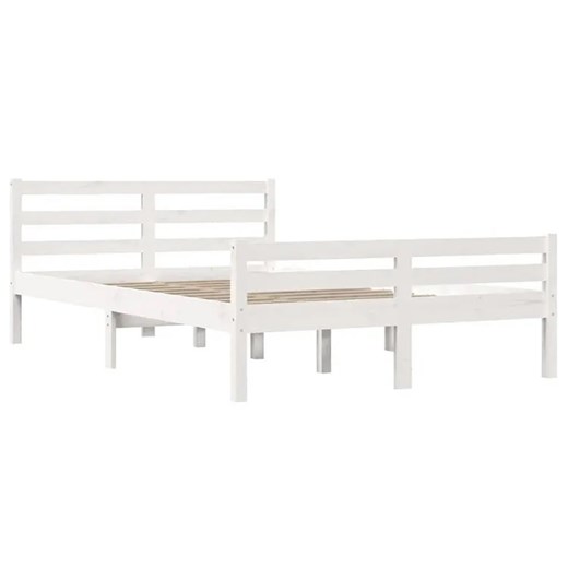 Białe drewniane dwuosobowe łóżko 160x200 - Aviles 6X Elior One Size Edinos.pl promocja
