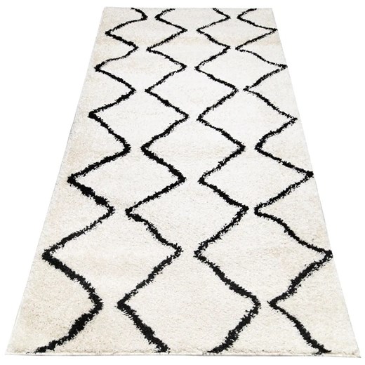 Kremowy chodnik shaggy w czarne zygzaki - Befi 5X Profeos One Size Edinos.pl