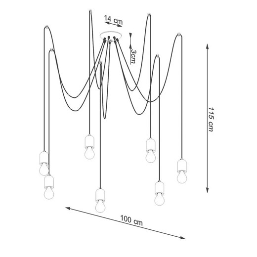 Lampa wisząca pająk z 7 oprawkami loft - A374-Sigo Lumes One Size promocyjna cena Edinos.pl