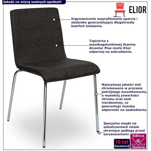 Chromowane krzesło sztaplowane tapicerowane - Edia Elior One Size Edinos.pl