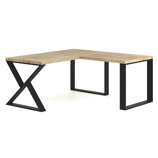 Dębowe loftowe biurko z dostawką 170x80 + 70x90 N1-A70 ze sklepu Edinos.pl w kategorii Biurka i sekretarzyki - zdjęcie 172229039