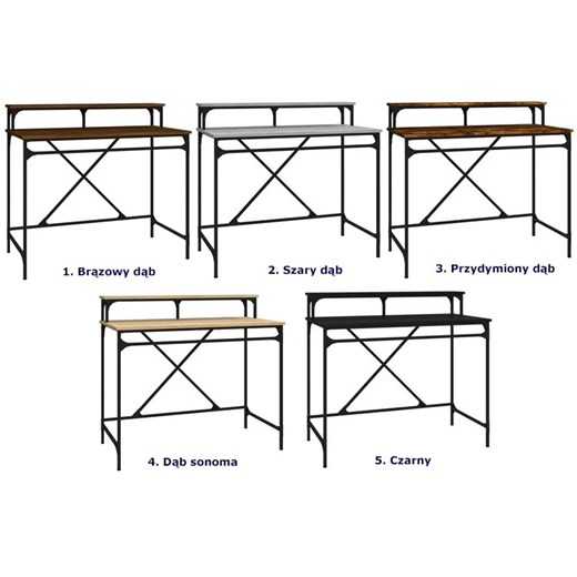Biurko z metalowym stelażem industrialne 100 cm szary dąb - Gondion Elior One Size wyprzedaż Edinos.pl