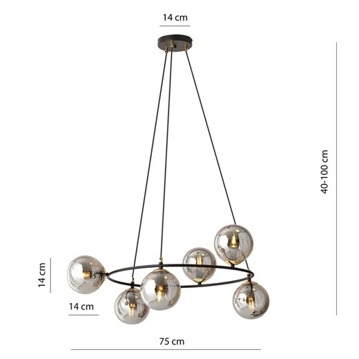 Nowoczesna lampa wisząca z grafitowymi kloszami - D109-Ovol Lumes One Size Edinos.pl