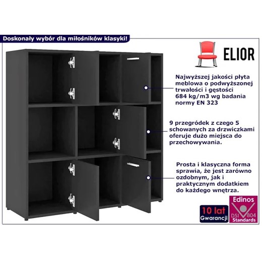 Czarny minimalistyczny regał - Lorines 5X Elior One Size Edinos.pl