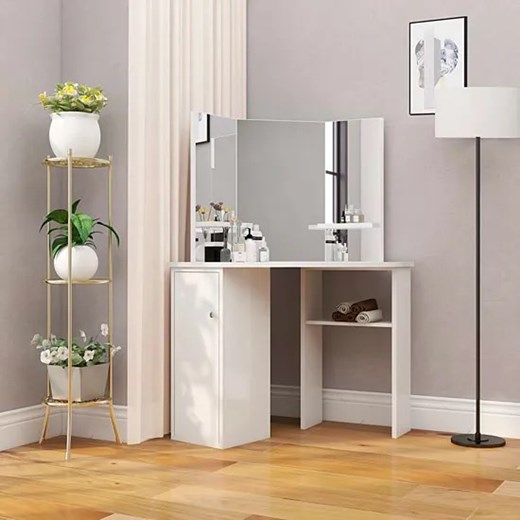 Biała narożna toaletka z lustrem - Szerri Elior One Size Edinos.pl
