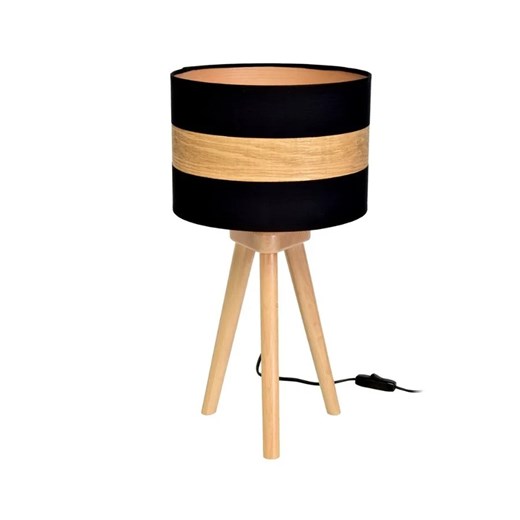 Czarno-drewniana lampka nocna - K366-Fores ze sklepu Edinos.pl w kategorii Lampy stołowe - zdjęcie 172229496