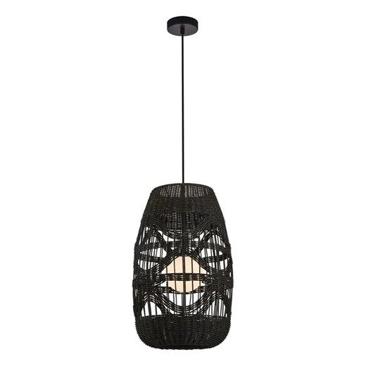 Czarna lampa wisząca z plecionym kloszem - K397 M2-L31 ze sklepu Edinos.pl w kategorii Lampy wiszące - zdjęcie 172229717