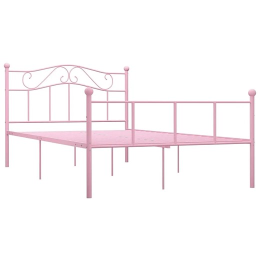 Różowe metalowe łóżko dwuosobowe 140x200 cm - Fiosa ze sklepu Edinos.pl w kategorii Łóżka i materace - zdjęcie 172229818