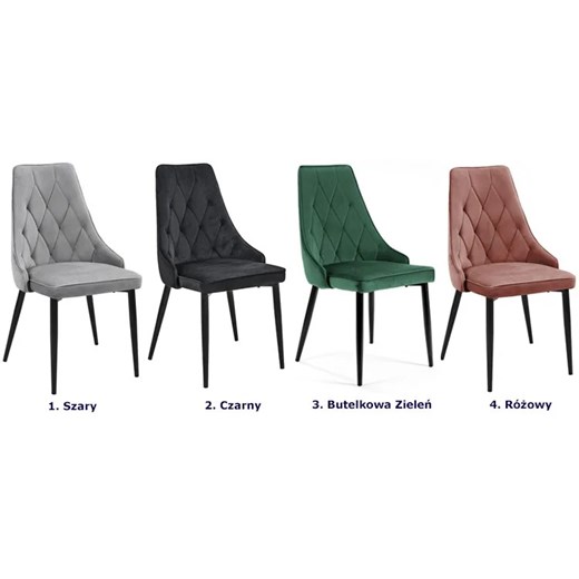 Tapicerowane różowe krzesło z czarnymi nogami - Sageri 3X Elior One Size wyprzedaż Edinos.pl