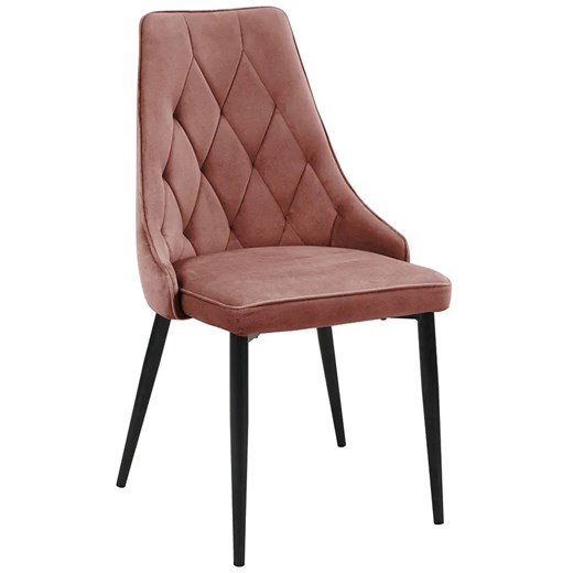 Tapicerowane różowe krzesło z czarnymi nogami - Sageri 3X Elior One Size Edinos.pl wyprzedaż
