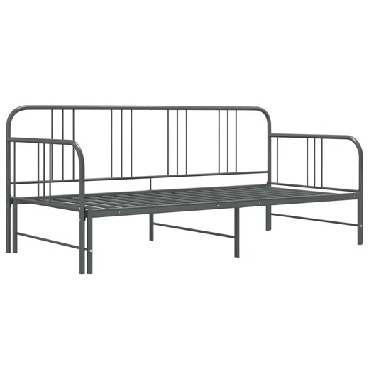 Szare rozkładane metalowe łózko 90x200 cm - Travelo ze sklepu Edinos.pl w kategorii Łóżka i materace - zdjęcie 172230376