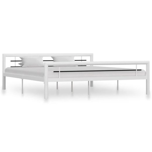 Białe duże łózko metalowe 180x200 cm - Hegrix ze sklepu Edinos.pl w kategorii Łóżka i materace - zdjęcie 172230506