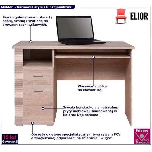 Biurko pod komputer z szafką - Molden 3X Elior One Size wyprzedaż Edinos.pl