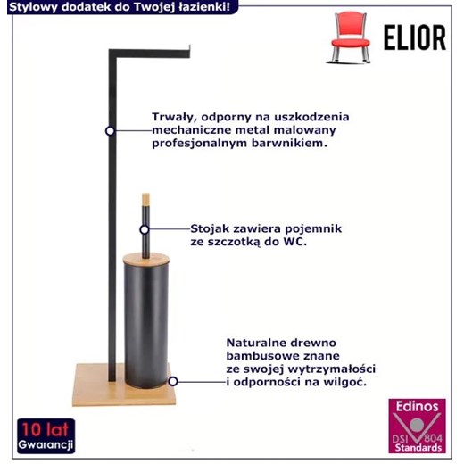 Czarny metalowy stojak na papier toaletowy i szczotkę - Onix Elior One Size Edinos.pl