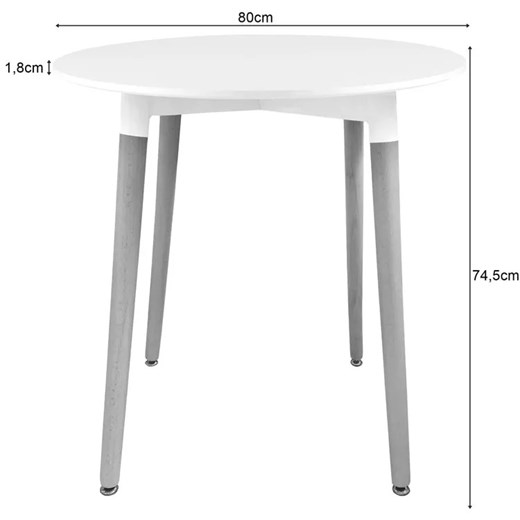 Biały okrągły stół na drewnianych nogach 80 cm - Wibo 4X Elior One Size Edinos.pl