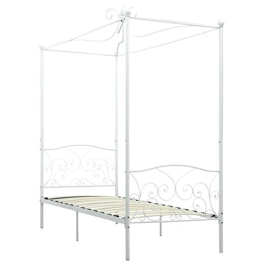 Białe metalowe łóżko z baldachimem 100x200 cm K9-K89 ze sklepu Edinos.pl w kategorii Łóżka i materace - zdjęcie 172231175