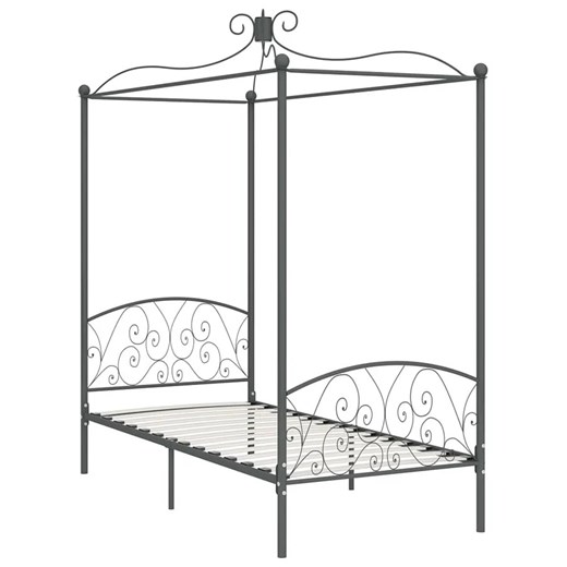 Szare metalowe łóżko z baldachimem 100x200 cm - Ifrexi ze sklepu Edinos.pl w kategorii Łóżka i materace - zdjęcie 172231216