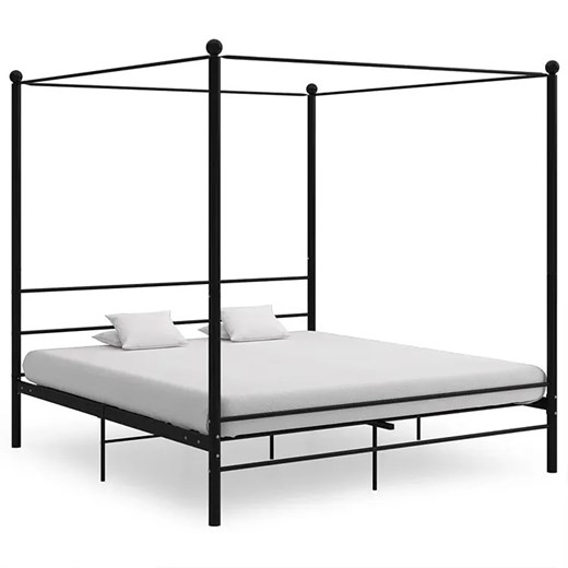 Czarne metalowe łóżko małżeńskie 200x200 cm - Wertes Elior One Size Edinos.pl